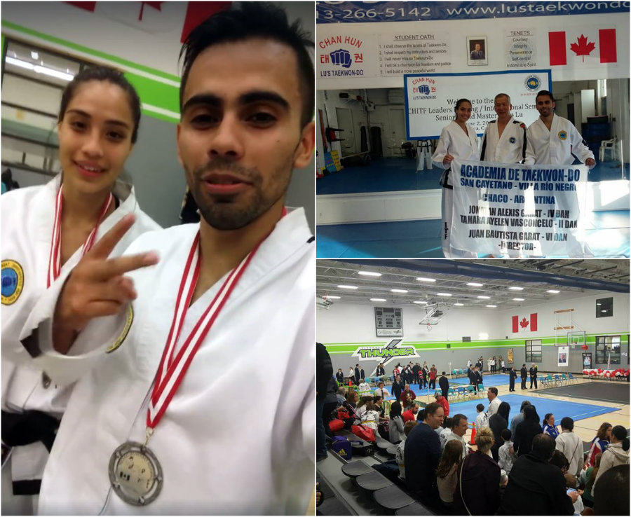 1º y 2º puesto de Tamara y Jonathan en el torneo de taekwondo en Canadá